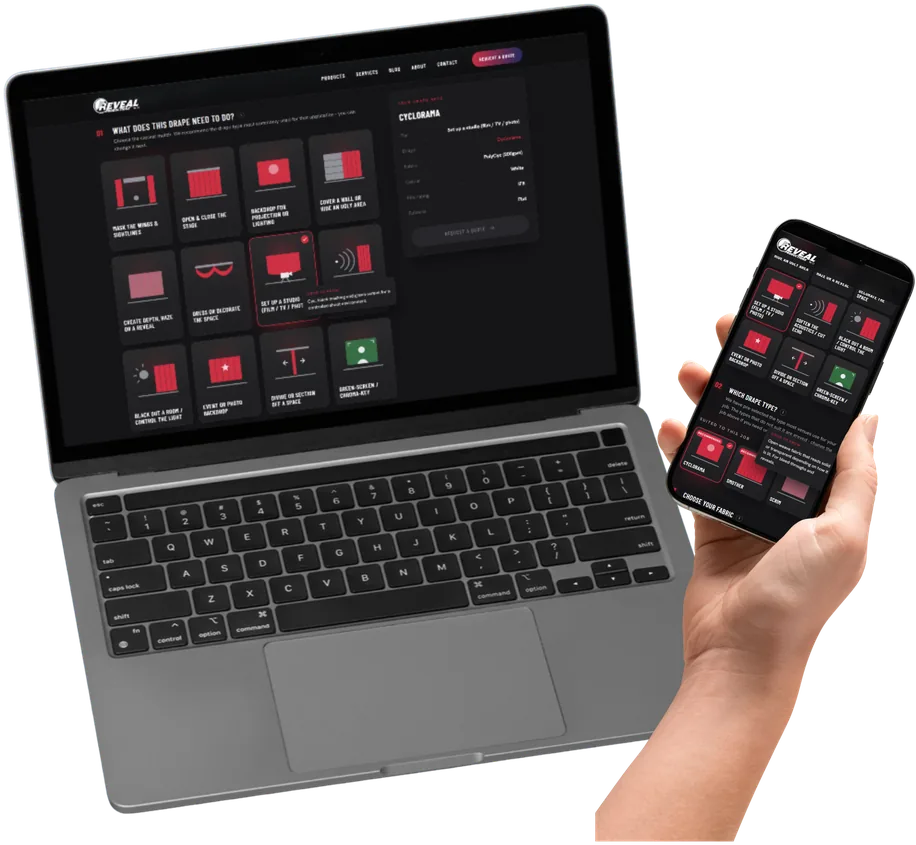 The Drape Selector running on a laptop and a phone